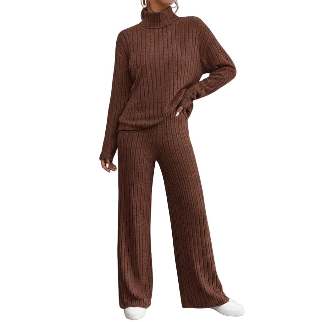 Gray sweater and trousers set for autumn and winter