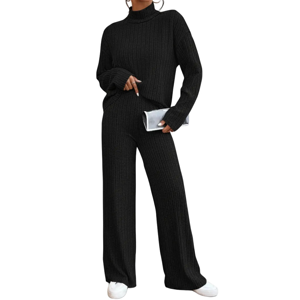 Soft gray knit clothing set with matching trousers