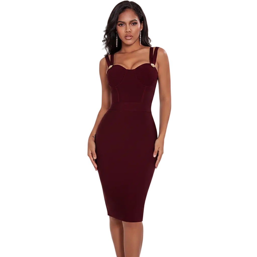 Women's black bodycon midi dress