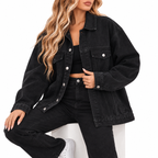 Women's black long sleeve denim jacket
