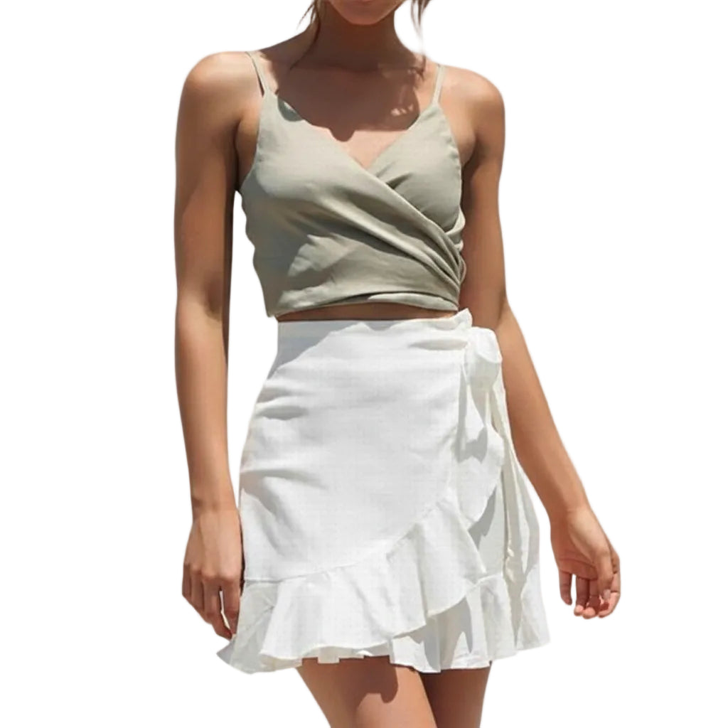 Women's bubble linen textured mini skirt