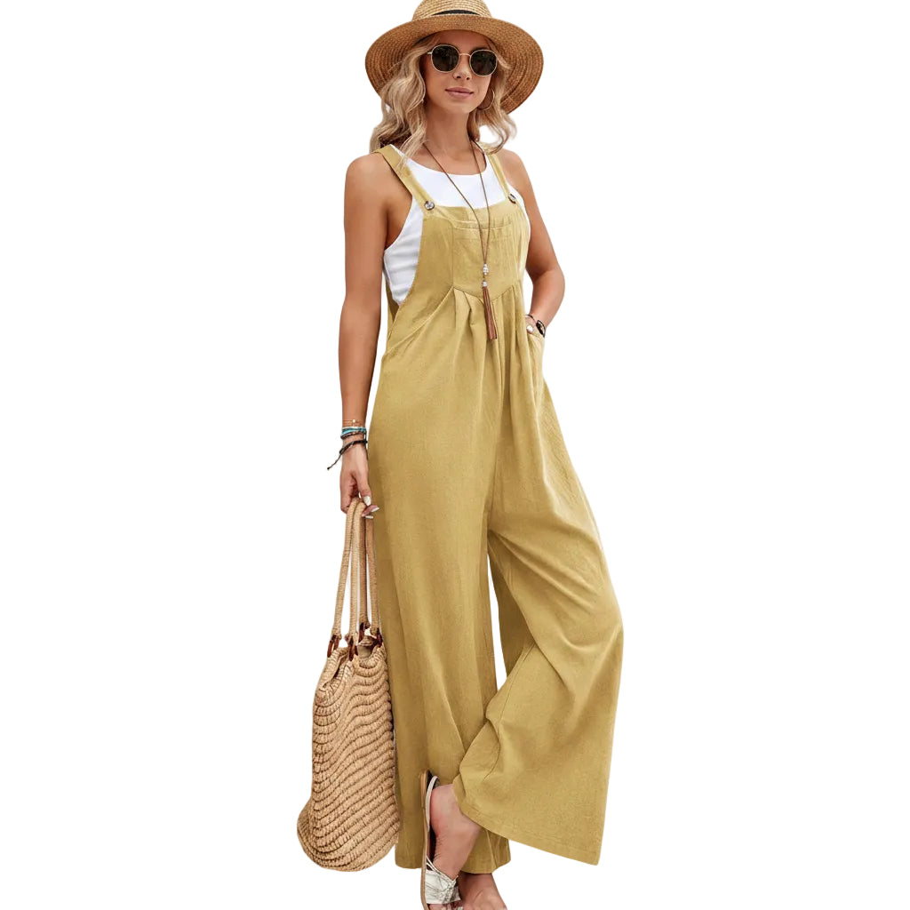 Women's casual bib pants with relaxed fit
