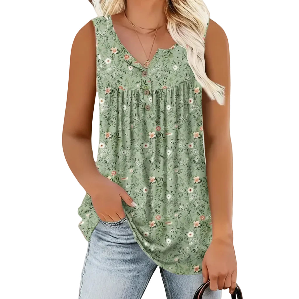 Women's casual floral sleeveless top