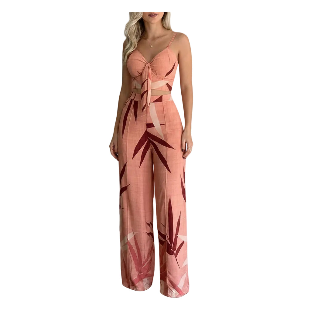 Women's casual printed two piece clothing set