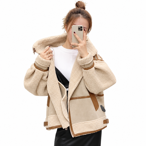 Women's camel corduroy jacket with loose fit
