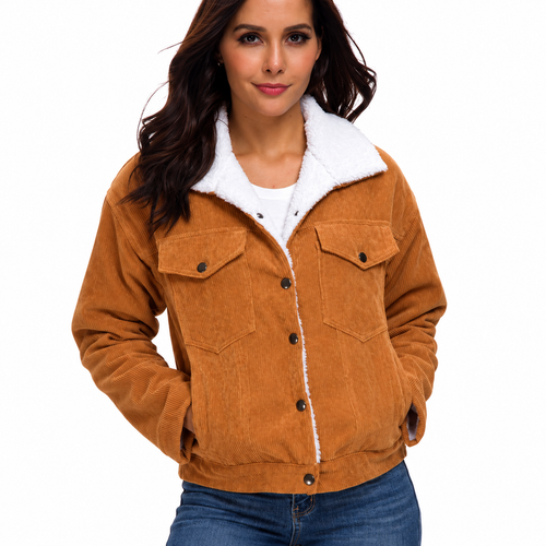Women's dark khaki corduroy jacket