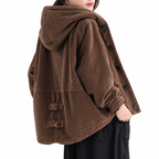 Women's black corduroy short jacket with long sleeves