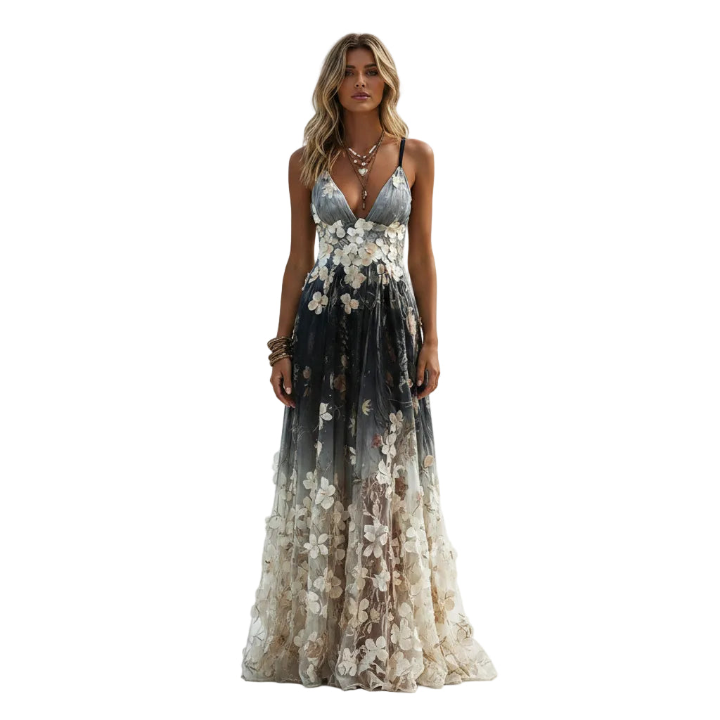 Women's dusty pink printed maxi dress