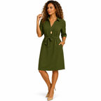 Women's army green elegant midi dress