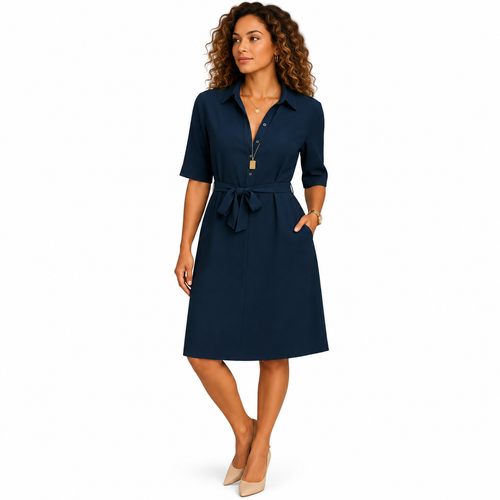 Women's navy elegant midi dress