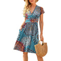 Women's floral A line midi dress front view