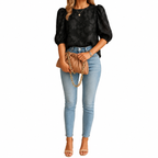 Women's white floral blouse with comfortable fit