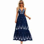 Women's olive green floral halter neck maxi dress