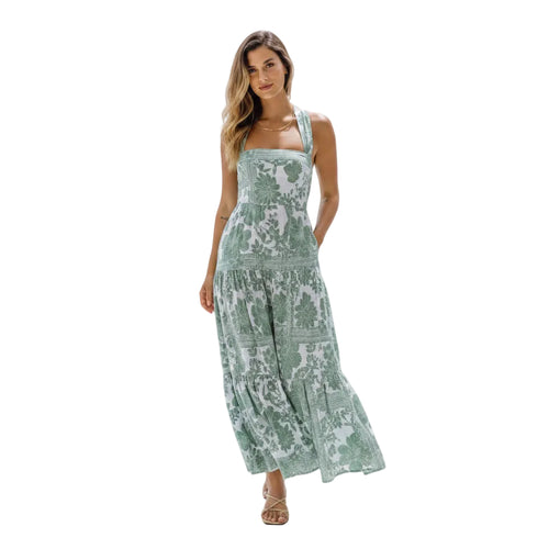 Women's geometric print sleeveless maxi dress