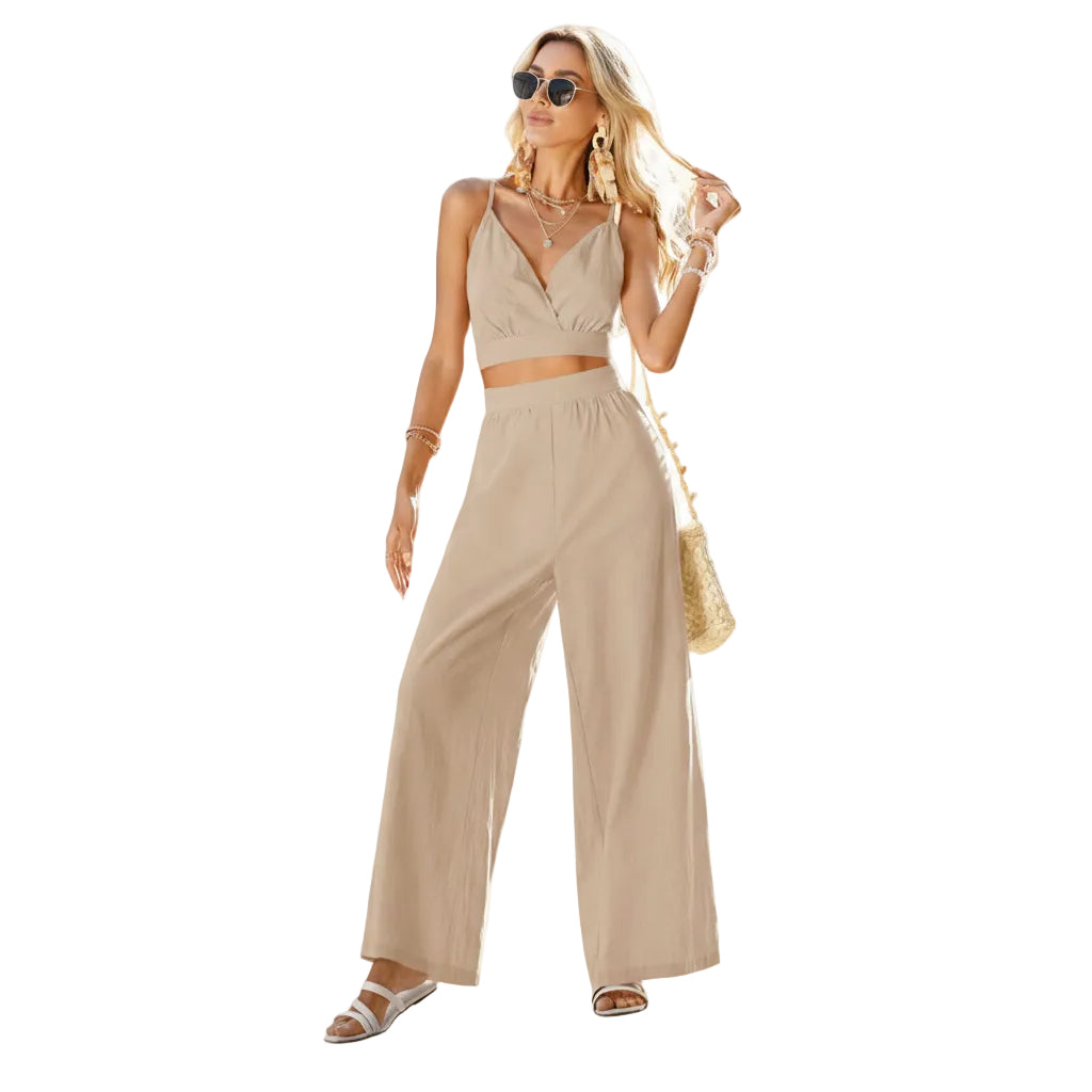 Women's high waist cotton outfit with matching pants