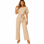 Women's black high waist lace up jumpsuit