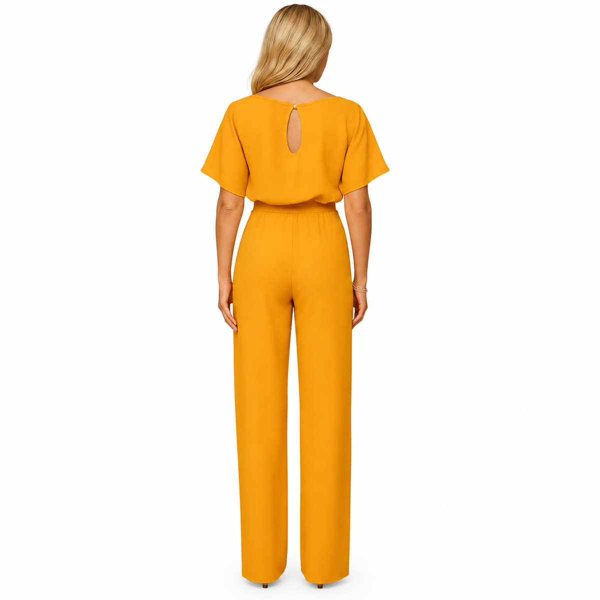Women's navy high waist lace up jumpsuit