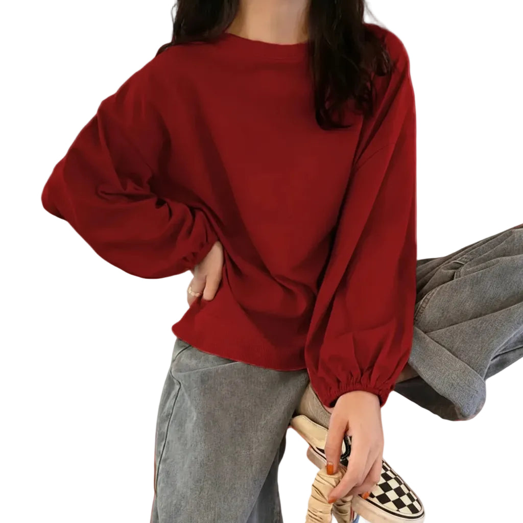 Women's lantern sleeve chiffon blouse