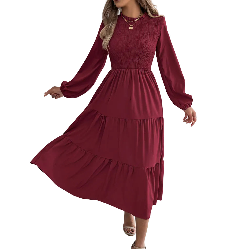 Women's lantern sleeve long maxi dress