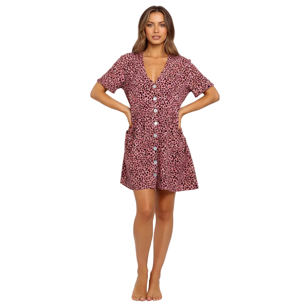Women's leopard print casual mini dress