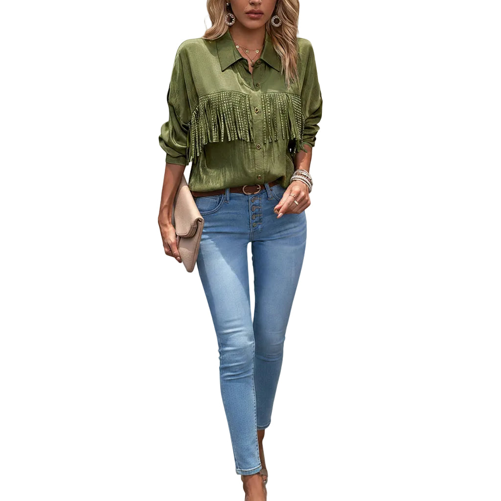 Women's long sleeve cardigan style blouse