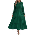 Women's long sleeve slim fit A line maxi dress front view