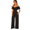 Women's long sleeve ruffle detail jumpsuit front view