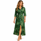Women's black long summer dress with short sleeves