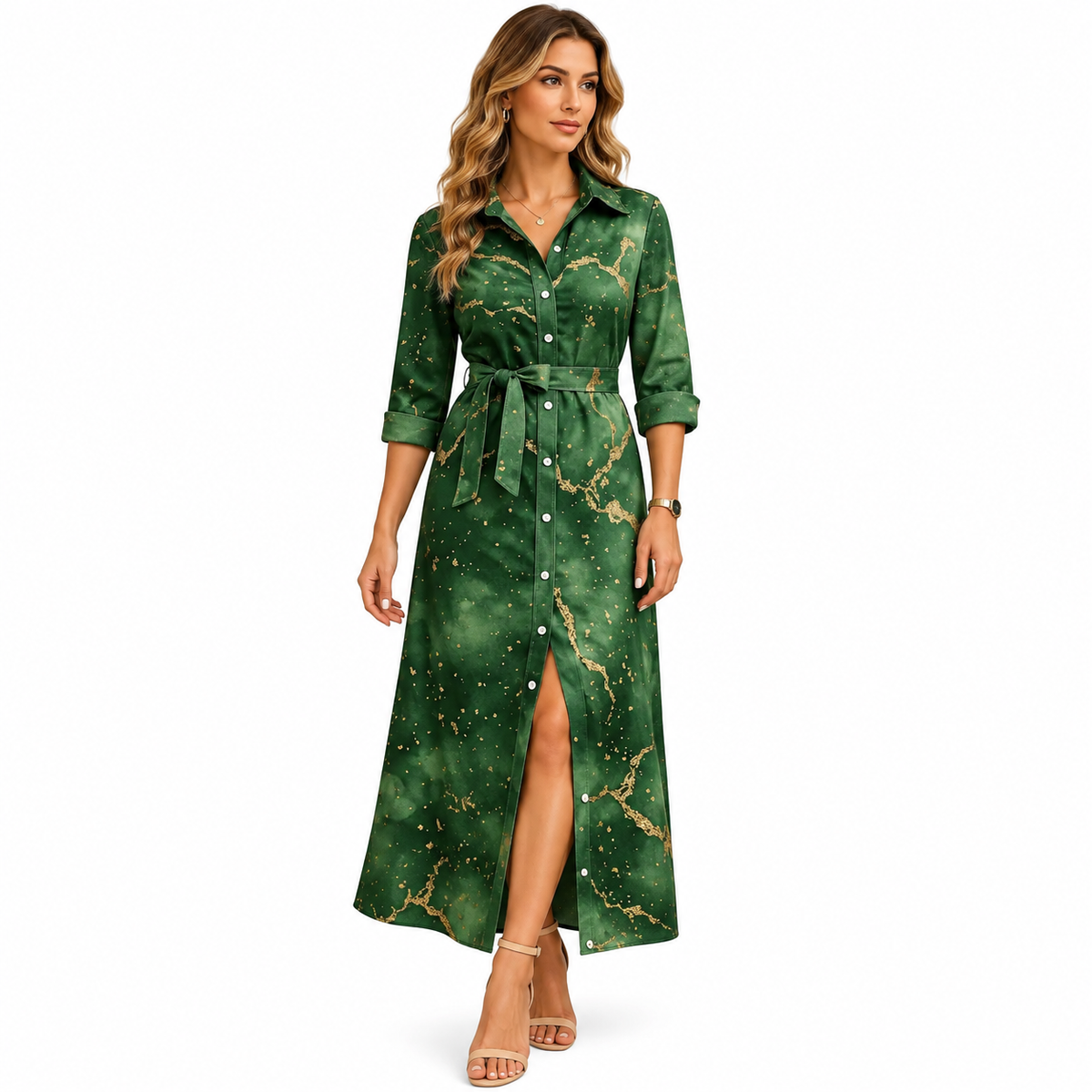 Women's black long summer dress with short sleeves