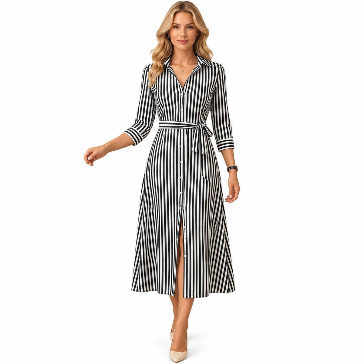 Women's green long summer dress with short sleeves