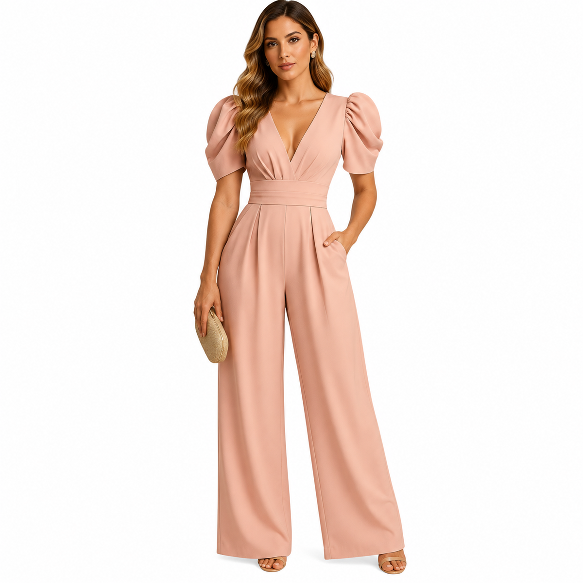 Women's black long tailored jumpsuit