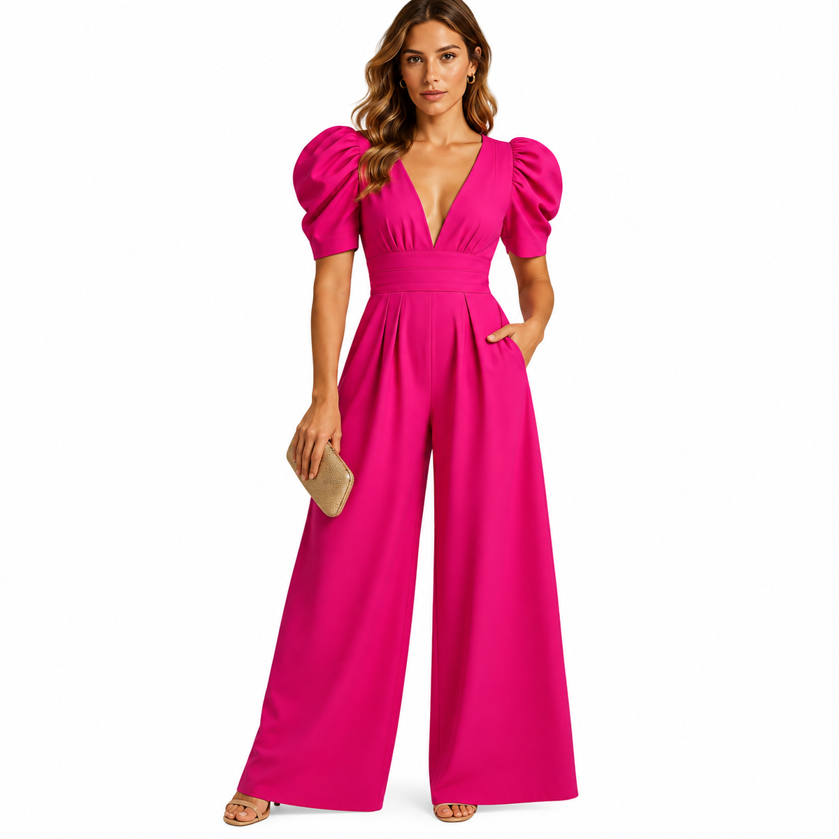 Women's yellow long tailored jumpsuit
