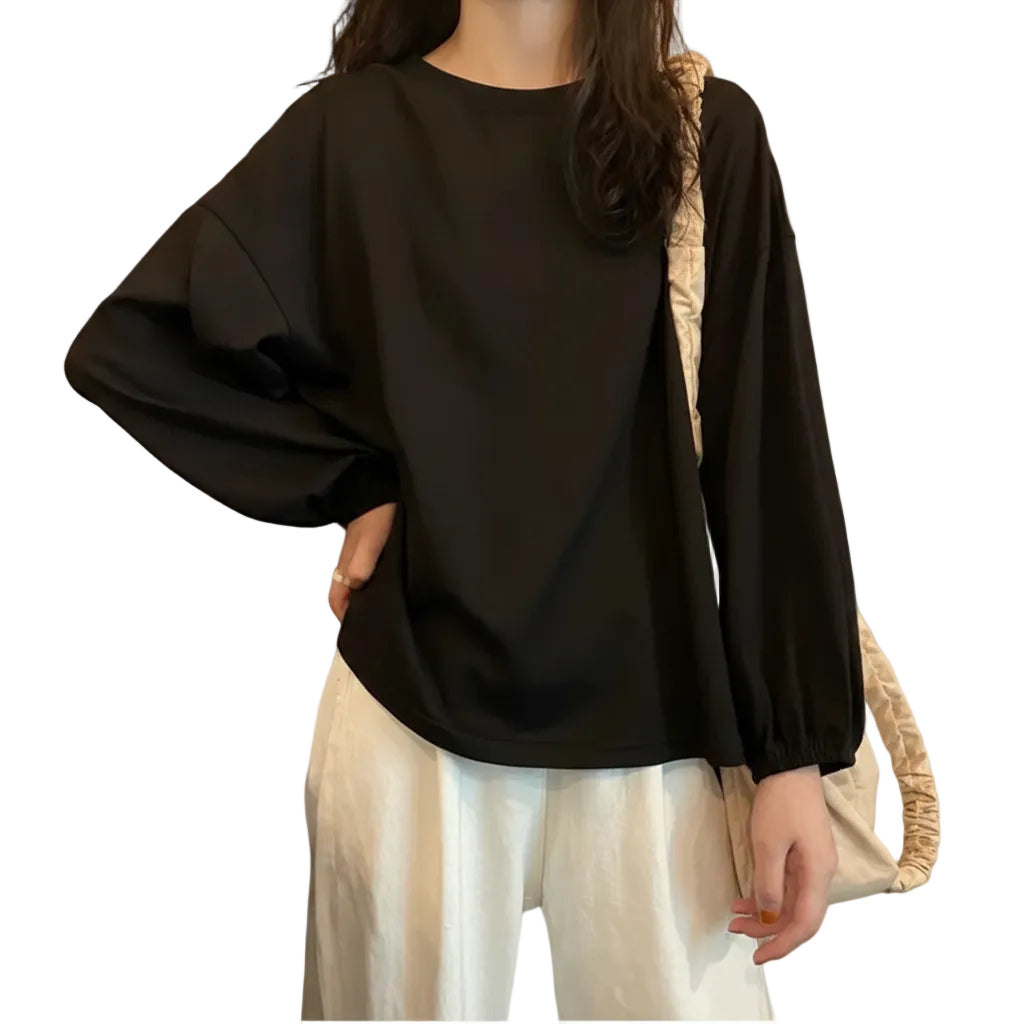 Women's loose fit chiffon blouse with long sleeves