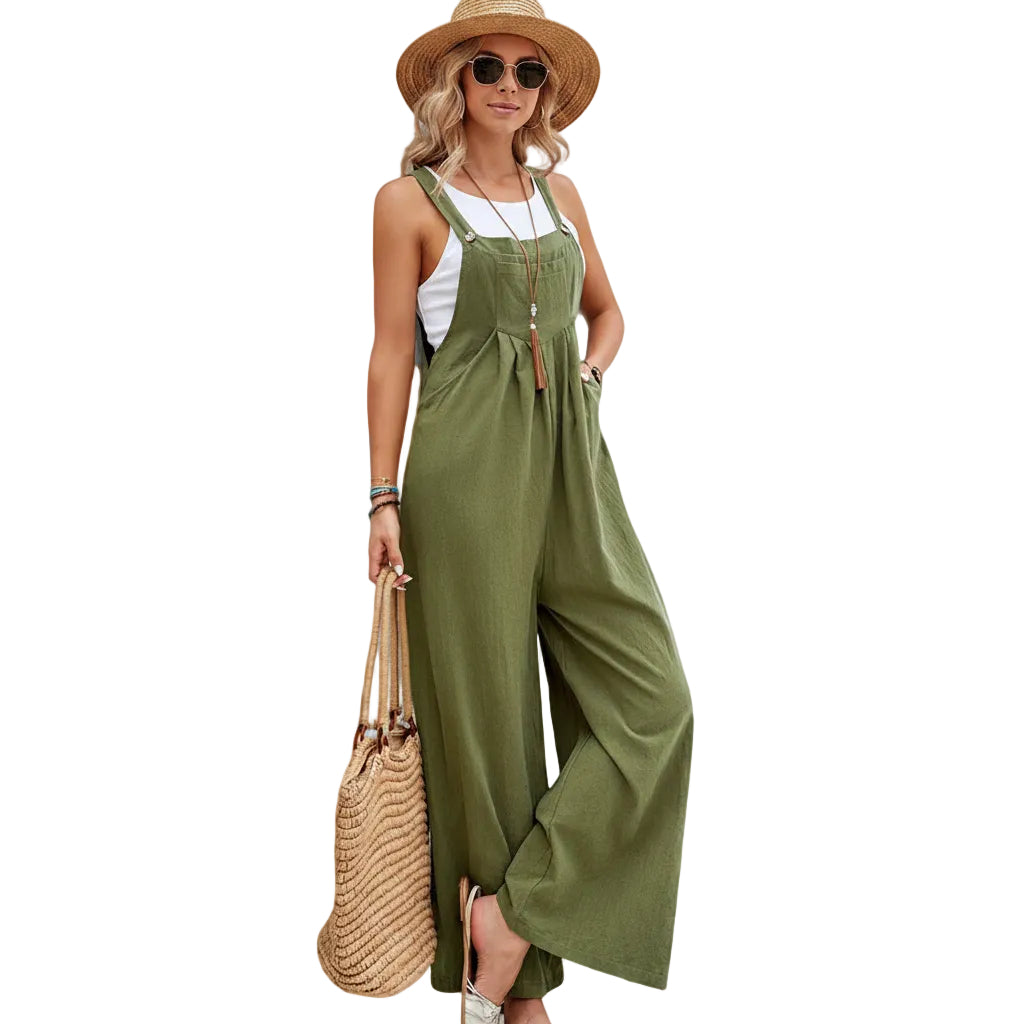 Women's bib overalls featuring practical pockets