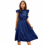 Women's black polka dot chiffon maxi dress