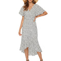 Women's printed chiffon maxi dress front view