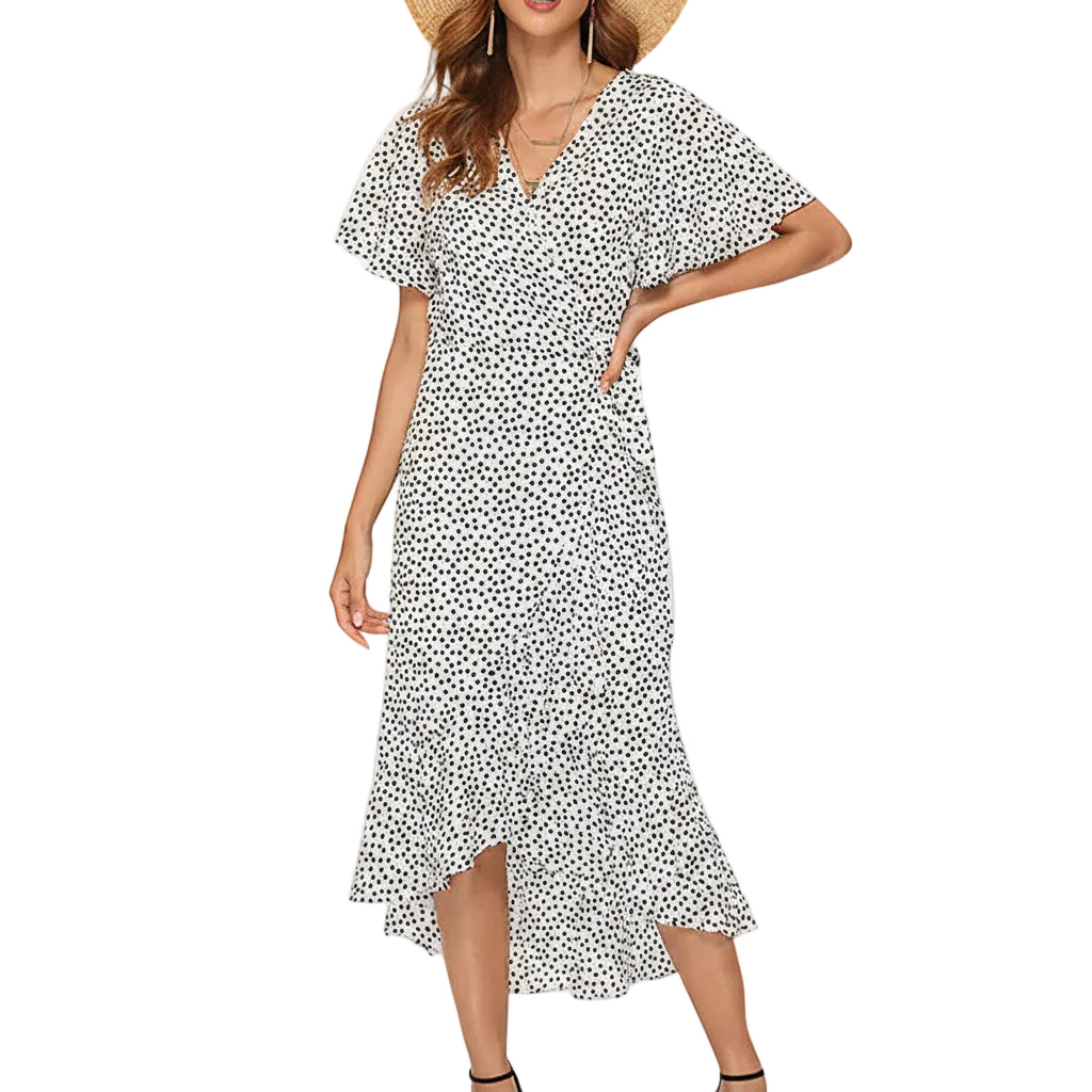 Women's printed chiffon maxi dress front view