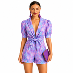 Waist belt detail on women's printed jumpsuit
