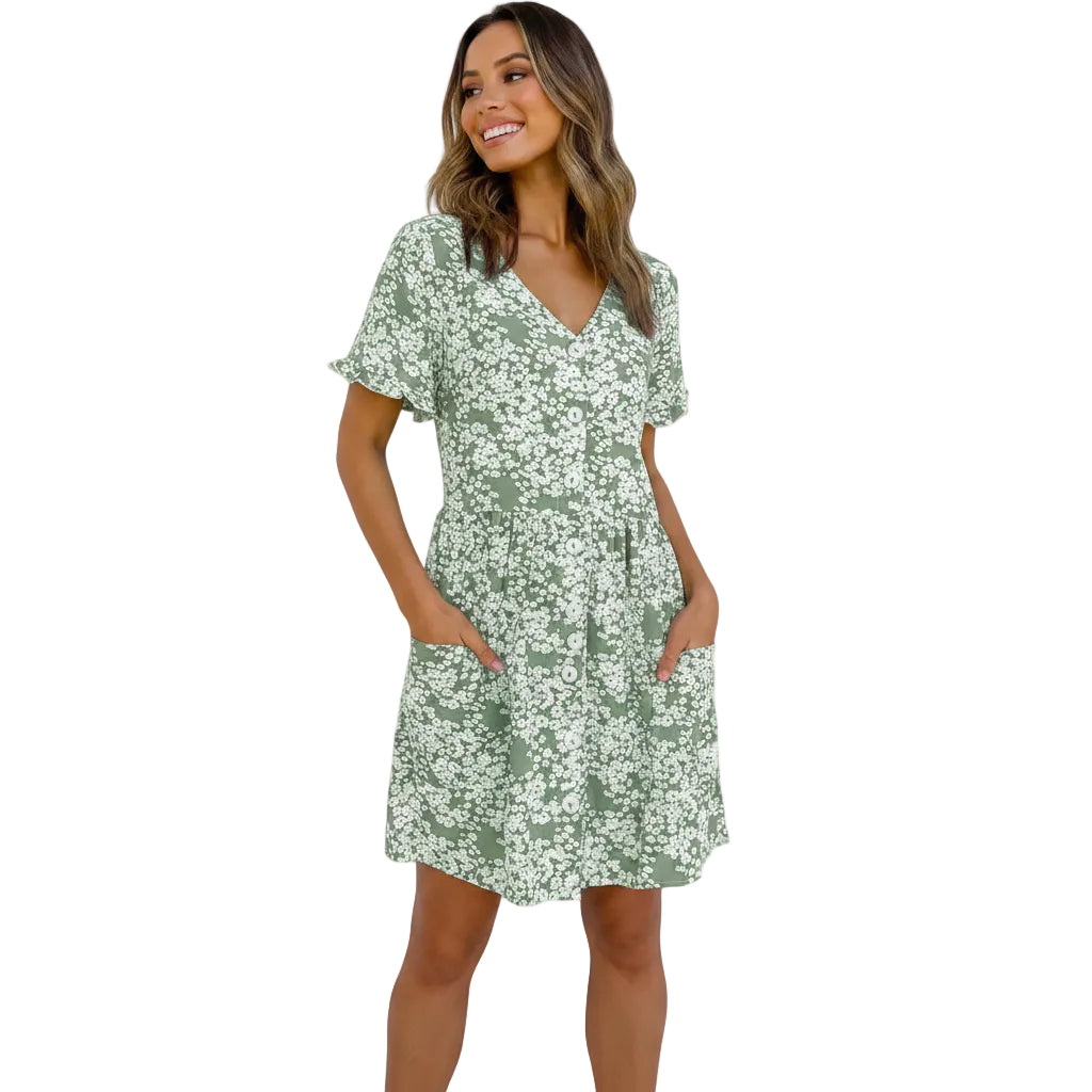 Women's relaxed fit printed mini dress