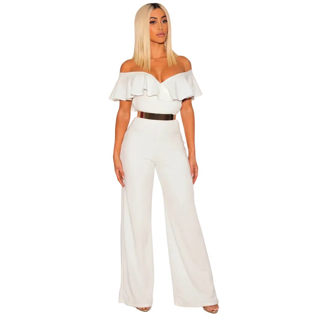 Women's one piece outfit with ruffle details