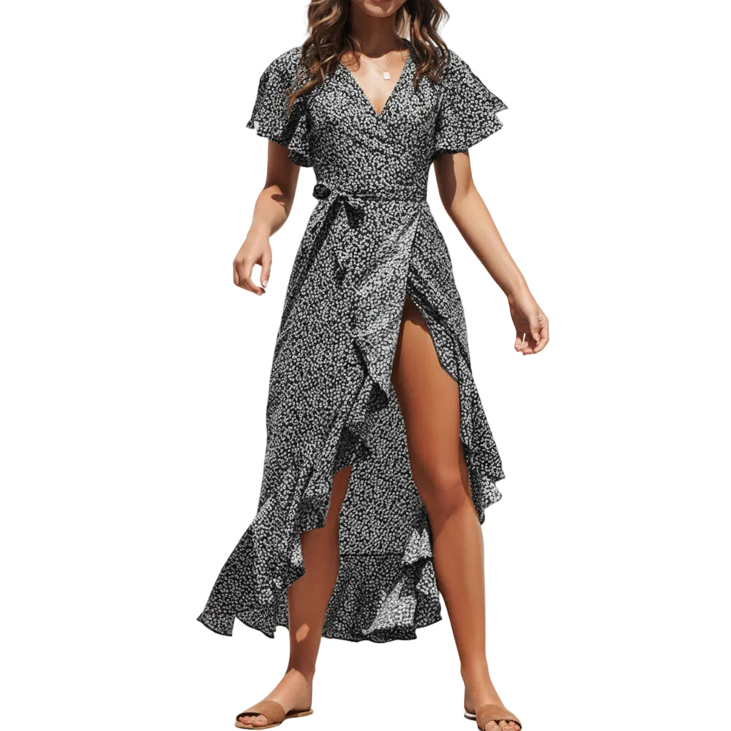 Women's short sleeve chiffon maxi dress