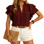 Women's green sleeveless tailored blouse