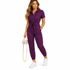 Women's army green tailored jumpsuit with button closure