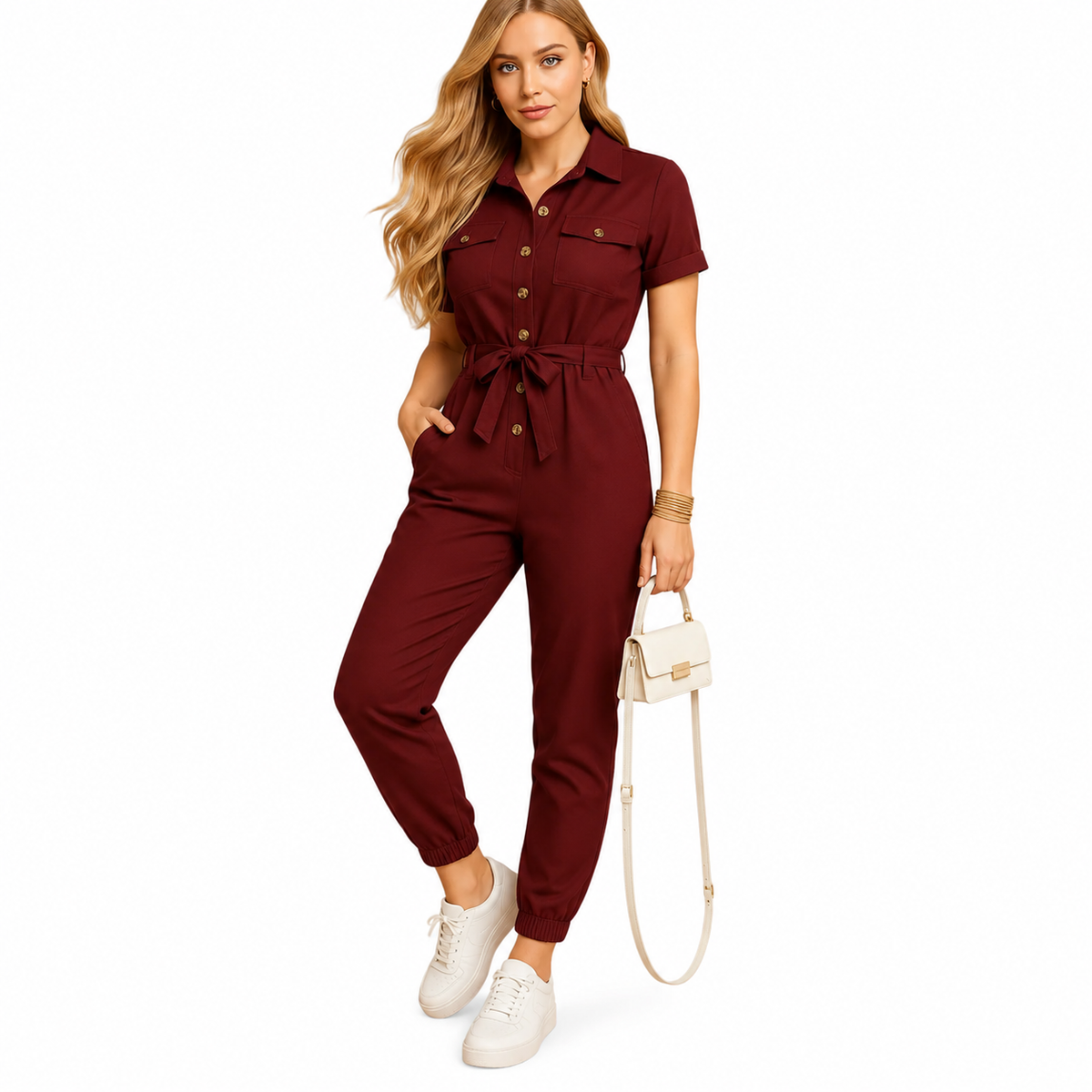 Women's letter print tailored jumpsuit