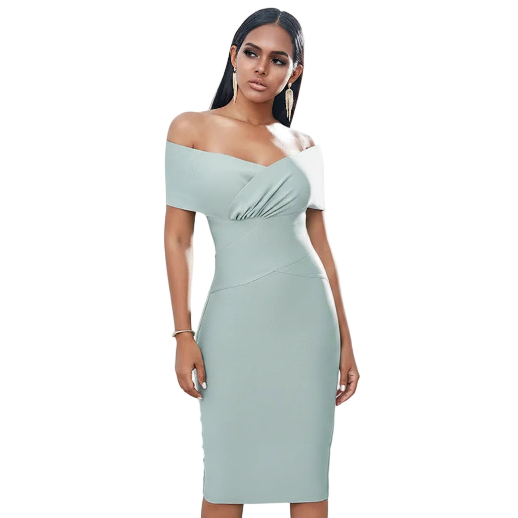 Women's V neck fitted party dress