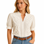 Women's white classic collar button front blouse
